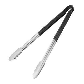 Show details for Hygiplas Colour Coded Serving Tong Black 405mm - HC848 Picture of Hygiplas Colour Coded Serving Tong Black 405mm - HC848