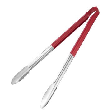 Show details for Hygiplas Colour Coded Serving Tong Red 405mm - HC854 Picture of Hygiplas Colour Coded Serving Tong Red 405mm - HC854