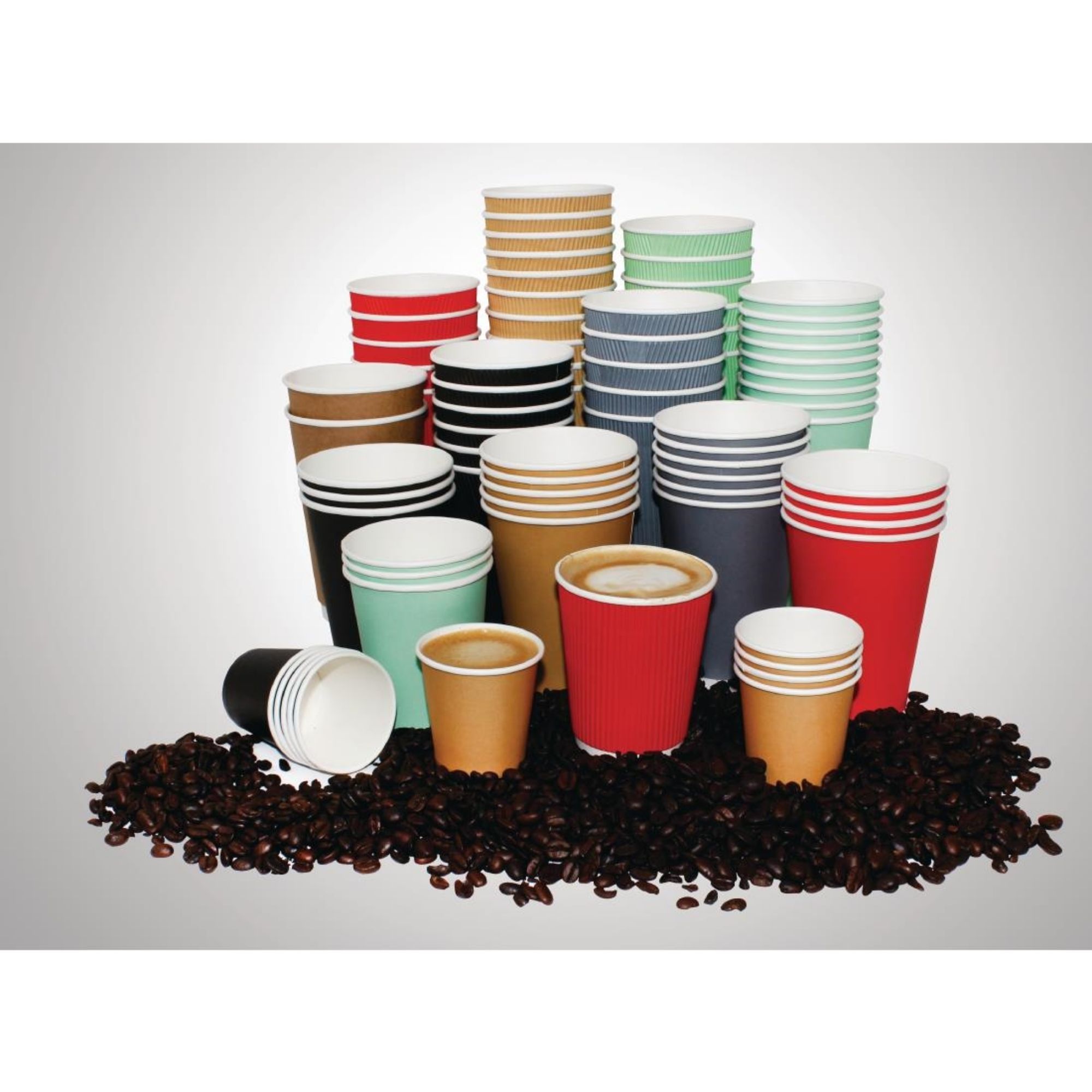 Picture of Fiesta Recyclable Coffee Cups Single Wall Charcoal 225ml / 8oz (Pack of 1000) - GP415