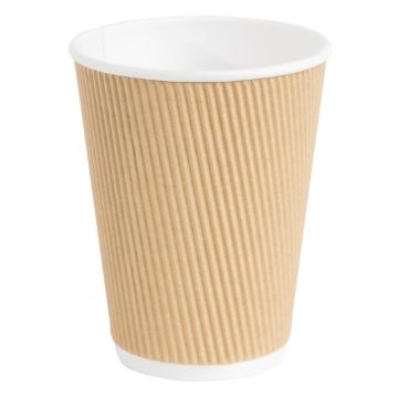 Show details for Fiesta Recyclable Coffee Cups Ripple Wall Kraft 340ml / 12oz (Pack of 25) - GP445 Picture of Fiesta Recyclable Coffee Cups Ripple Wall Kraft 340ml / 12oz (Pack of 25) - GP445