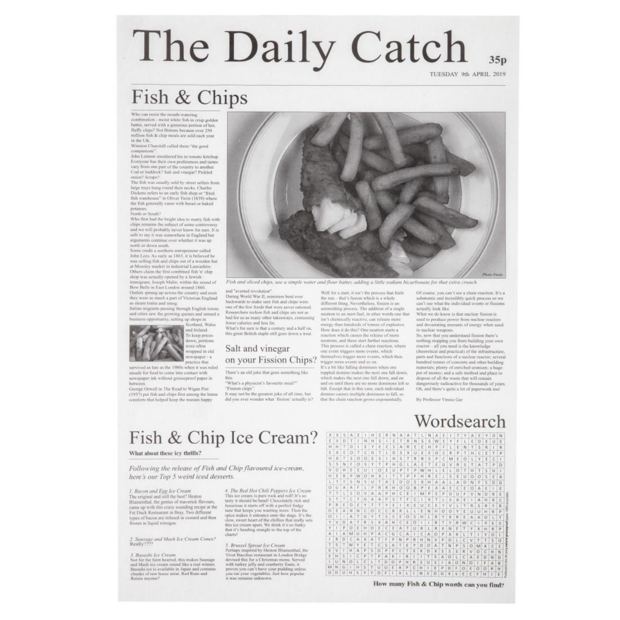 Picture of Greaseproof Paper Sheets Newspaper Print 270 x 420mm (Pack of 500) - GF036