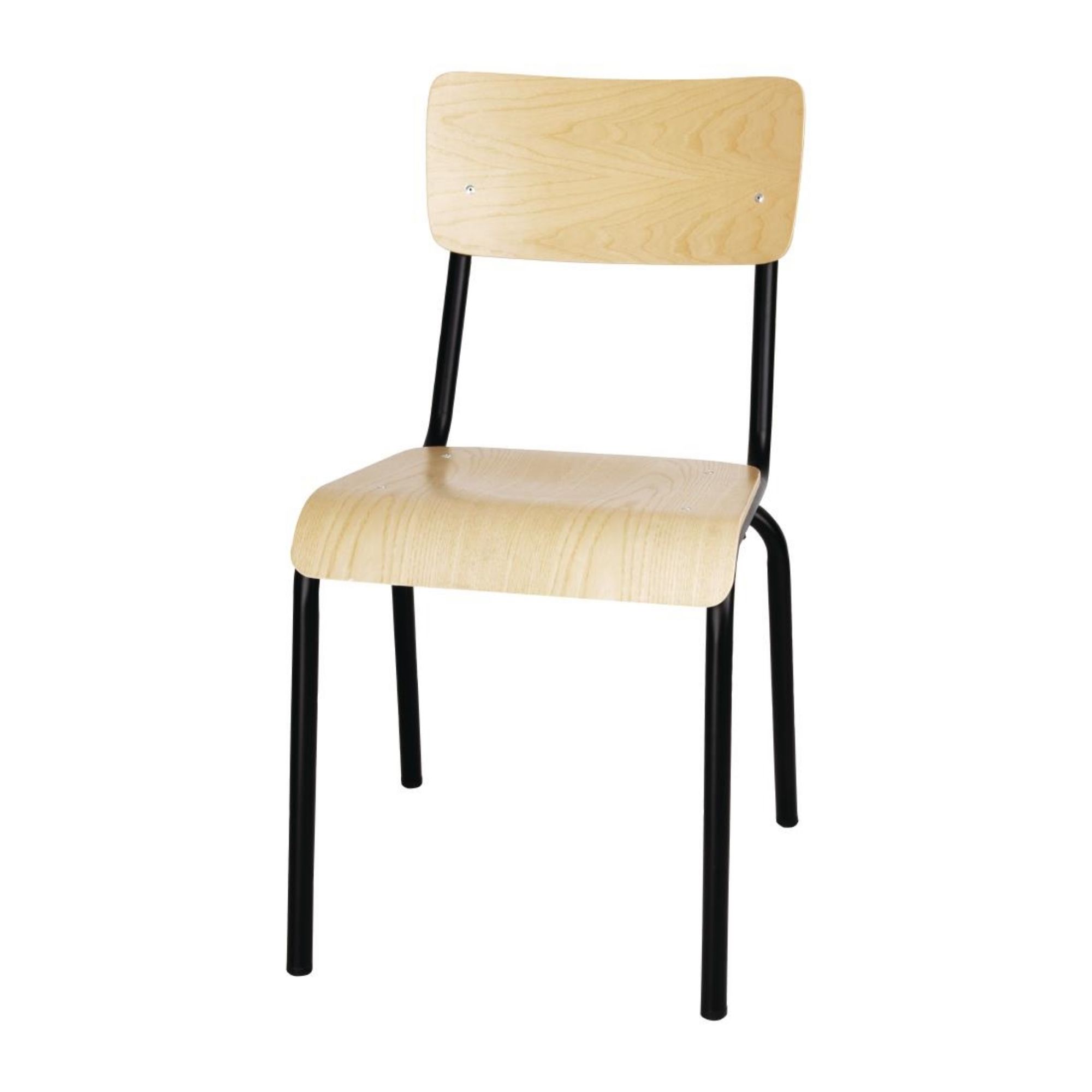 Picture of Bolero Cantina Side Chairs with Wooden Seat Pad and Backrest Black (Pack of 4) - FB949