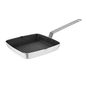 Show details for Vogue Aluminium Square Non-Stick Teflon Ribbed Skillet Pan 24cm - DL942 Picture of Vogue Aluminium Square Non-Stick Teflon Ribbed Skillet Pan 24cm - DL942
