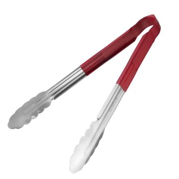 Show details for Hygiplas Colour Coded Red Serving Tongs 300mm - CB154 Picture of Hygiplas Colour Coded Red Serving Tongs 300mm - CB154