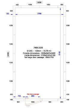 Show details for CombiSteel Cold Room 3000X5400X2400 30,7 m3 - 7489.2225CR Picture of CombiSteel Cold Room 3000X5400X2400 30,7 m3 - 7489.2225CR