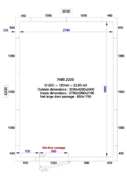 Show details for CombiSteel Coldroom 3000X4200X2400 23,6 m3 - 7489.2220 Picture of CombiSteel Coldroom 3000X4200X2400 23,6 m3 - 7489.2220