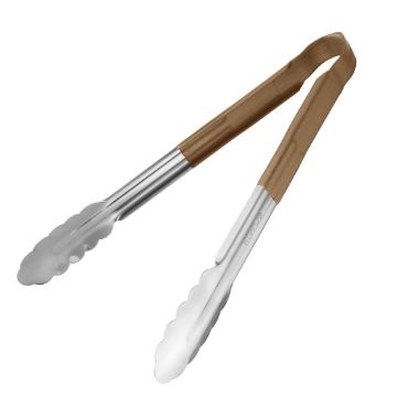Show details for Hygiplas Colour Coded Brown Serving Tongs 300mm - CB158 Picture of Hygiplas Colour Coded Brown Serving Tongs 300mm - CB158