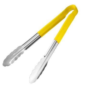 Show details for Hygiplas Colour Coded Yellow Serving Tongs 300mm - CB157 Picture of Hygiplas Colour Coded Yellow Serving Tongs 300mm - CB157