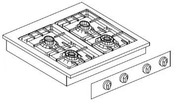 Show details for Giorik LPG6840D Drop In 4 Burner Gas Boiling Hob - LPG6840D Picture of Giorik LPG6840D Drop In 4 Burner Gas Boiling Hob - LPG6840D