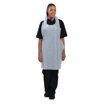 Show details for Disposable Polythene Bib Aprons White (Pack of 100) - A310 Picture of Disposable Polythene Bib Aprons White (Pack of 100) - A310