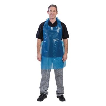 Show details for Disposable Polythene Bib Aprons Blue (Pack of 100) - A305 Picture of Disposable Polythene Bib Aprons Blue (Pack of 100) - A305