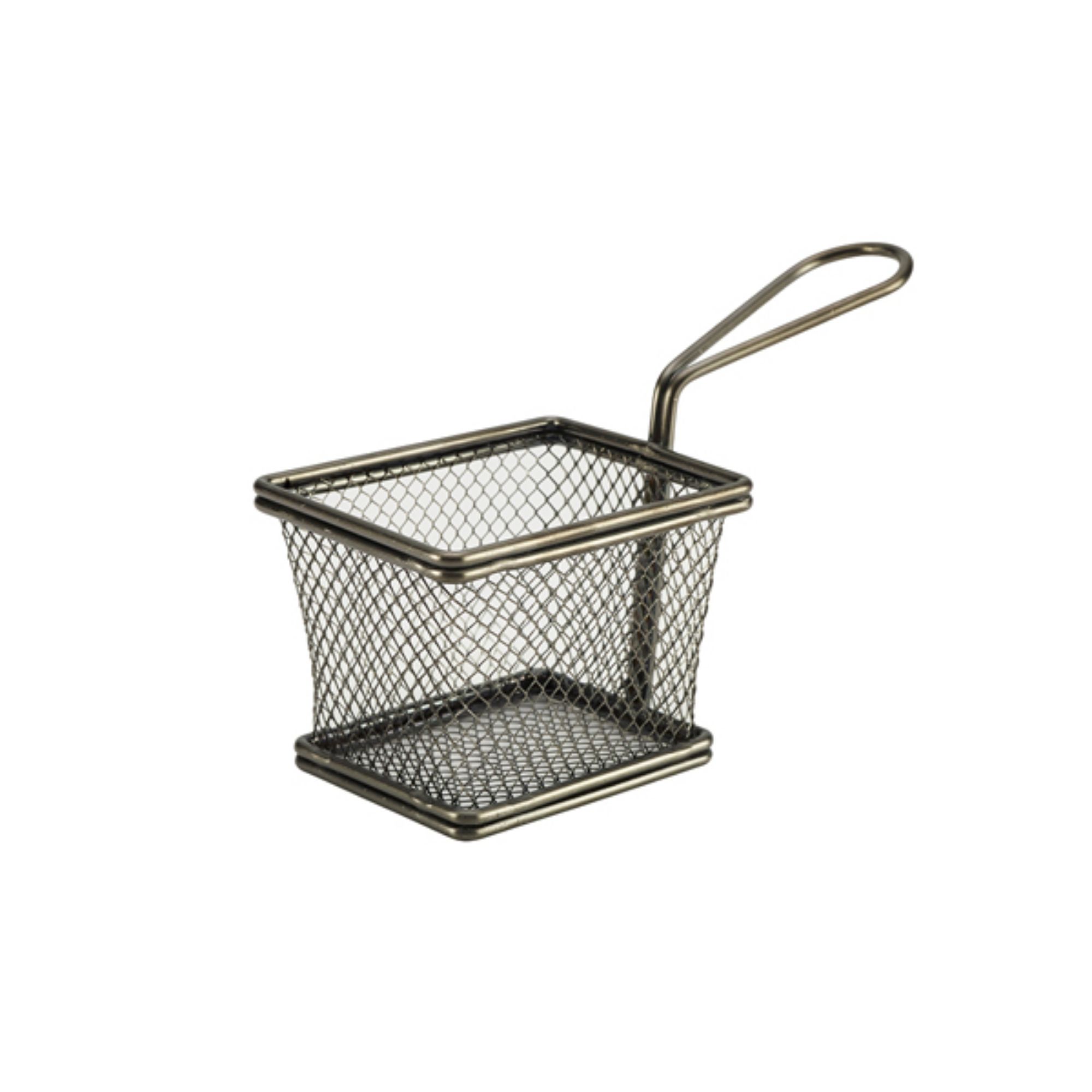 Picture of Black Serving Fry Basket Rectangular 10 x 8 x 7.5cm - SVB1008BK