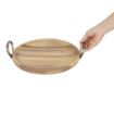 Picture of Olympia Round Dish Acacia Wood With Metal Handles 345x305x80mm - HX388