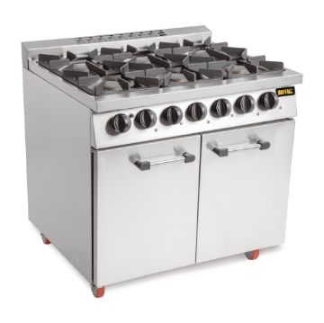 Show details for Buffalo 6 Burner Gas Oven Range with Castors - CT253 Picture of Buffalo 6 Burner Gas Oven Range with Castors - CT253