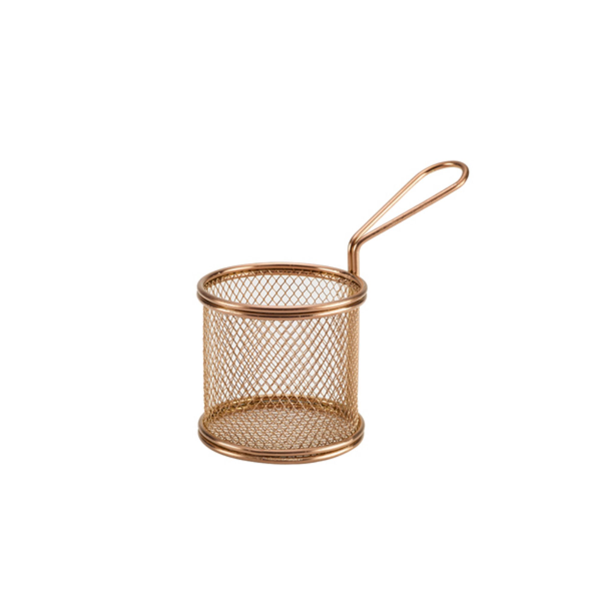 Picture of Copper Serving Fry Basket Round 9.3 x 9cm - SVBR09C