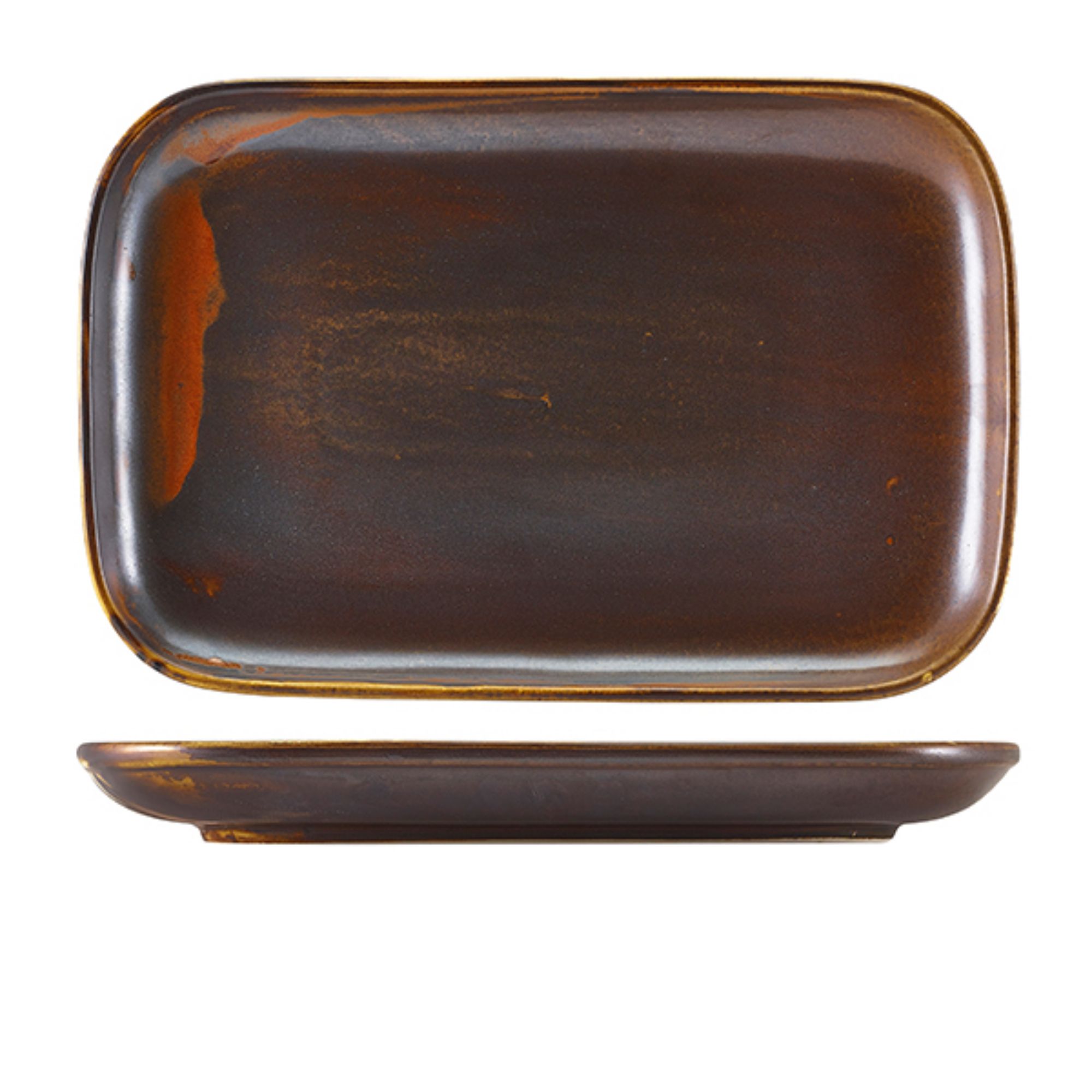 Picture of Terra Porcelain Rustic Copper Rectangular Plate 34.5 x 23.5cm - RP-PRC34