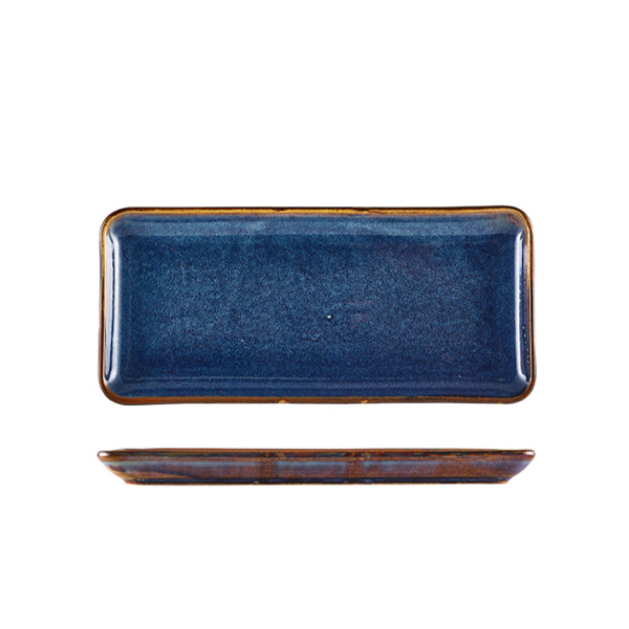 Picture of Terra Porcelain Aqua Blue Narrow Rectangular Platter 27 x 12.5cm - NR-PBL27