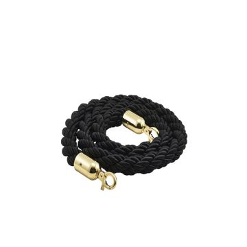 Show details for Barrier Rope Black- Brass Plated Ends - BR-BKBP Picture of Barrier Rope Black- Brass Plated Ends - BR-BKBP