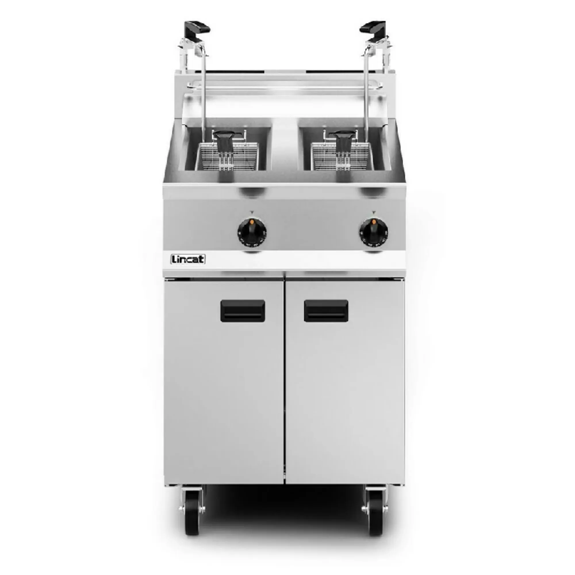 Picture of Lincat Opus 800 Propane Gas Free-standing Twin Tank Fryer with Pumped Filtration - 2 Baskets - W 600 mm - 32.0 kW - OG8111/OP2/P