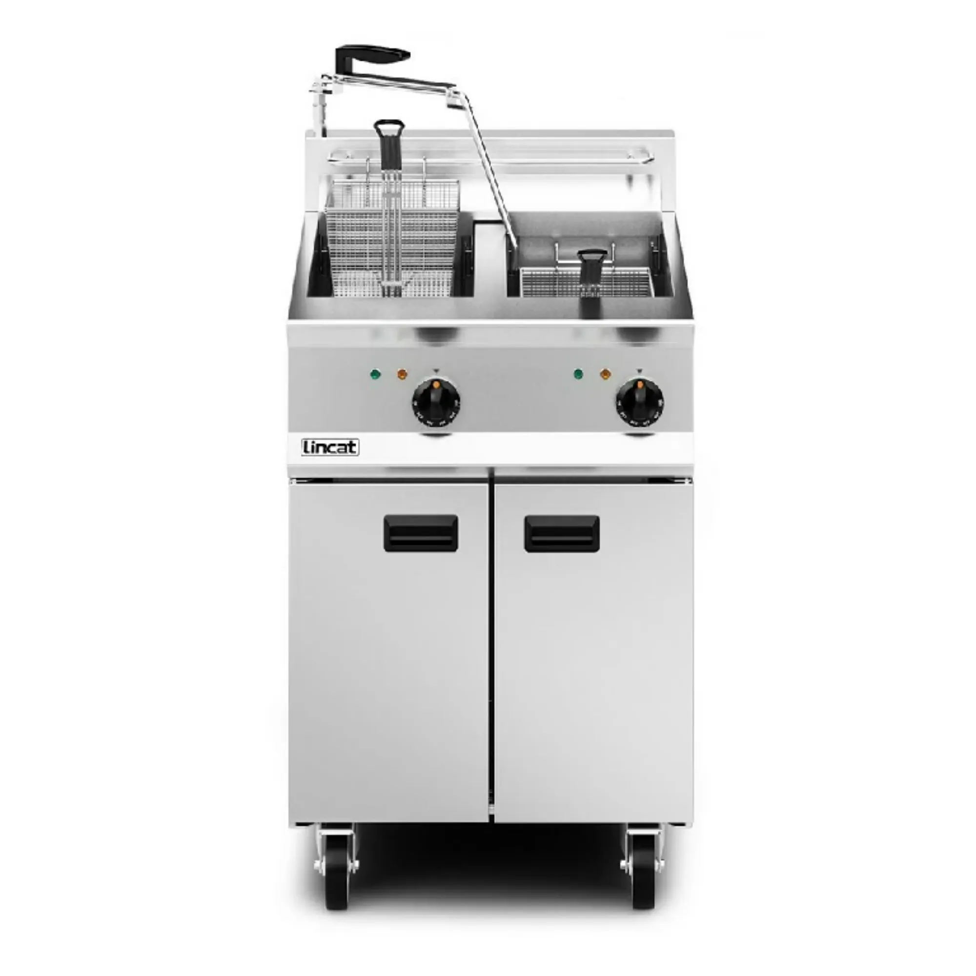Picture of Lincat Opus 800 Electric Free-standing Twin Tank Fryer with Pumped Filtration - 2 Baskets - W 600 mm - 24.0 kW - OE8113/OP
