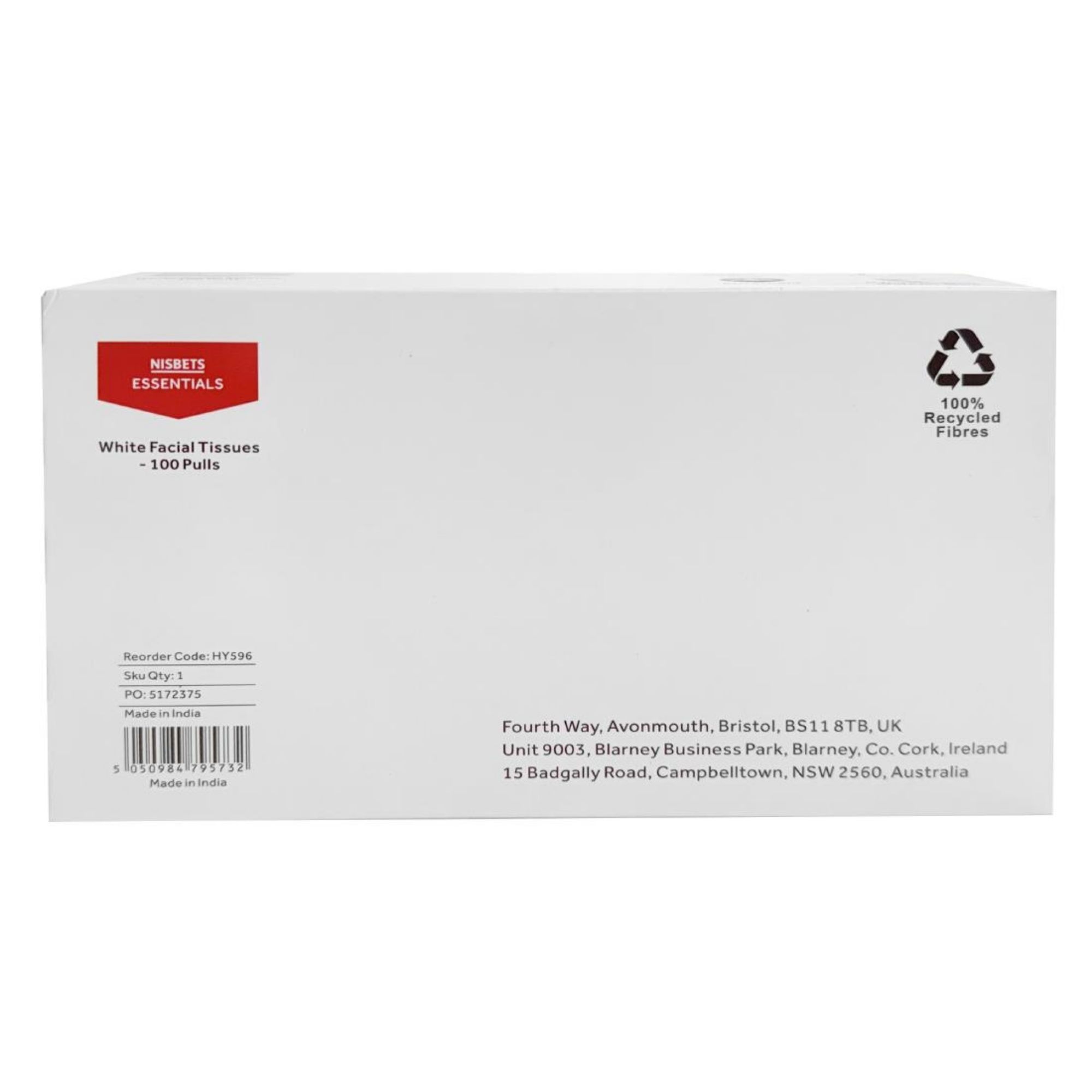 Picture of Nisbets Essentials White Hand Towels 1ply - 100 Sheets (36 Pack) - HY598