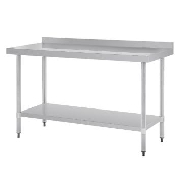 Show details for Vogue Stainless Steel Table with Upstand 1500mm - GJ508 Picture of Vogue Stainless Steel Table with Upstand 1500mm - GJ508