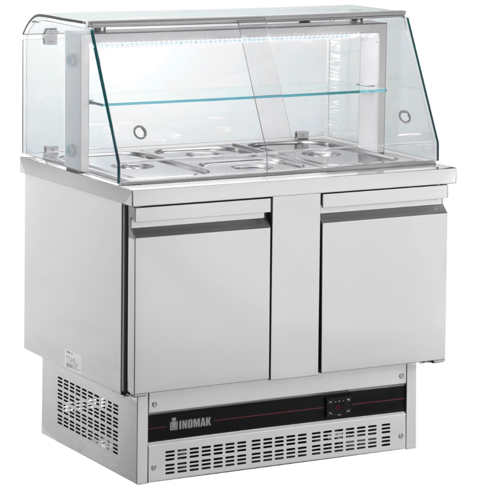 Picture of INOMAK Compact Double Hinged Door Gastronorm Saladette With Display Case - BSV7300-HC