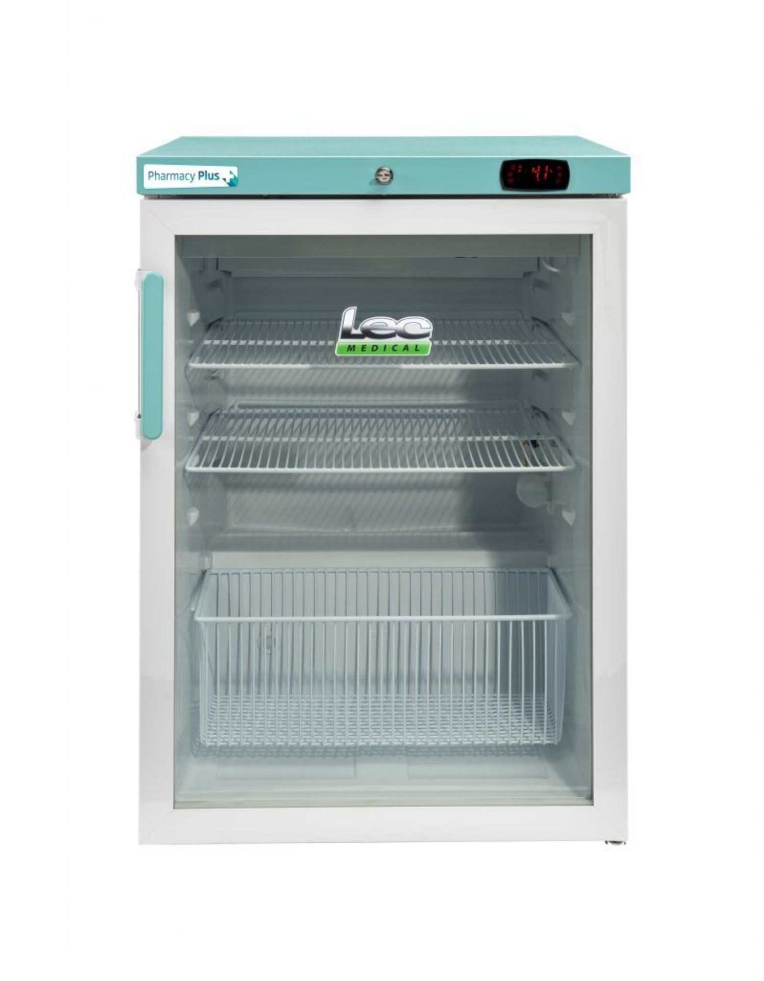 Picture of LEC Medical PPGR158BT-UK Glass Single Door Pharmacy Plus Bluetooth Enabled Countertop Refrigerator, 158 Litres - 444411309