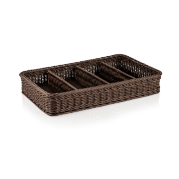 Show details for Weaver Pro GN Cutlery Basket 1/1 Brown Polypropylene - 5079111 Picture of Weaver Pro GN Cutlery Basket 1/1 Brown Polypropylene - 5079111