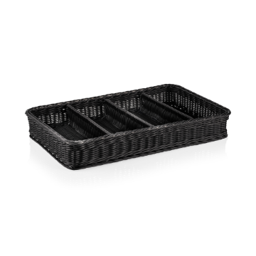 Show details for Weaver Pro GN Cutlery Basket 1/1 Black Polypropylene - 5079011 Picture of Weaver Pro GN Cutlery Basket 1/1 Black Polypropylene - 5079011