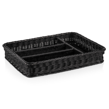 Show details for Weaver Pro Cutlery Basket Black Polypropylene 40x30x6.5 cm - 5078040 Picture of Weaver Pro Cutlery Basket Black Polypropylene 40x30x6.5 cm - 5078040
