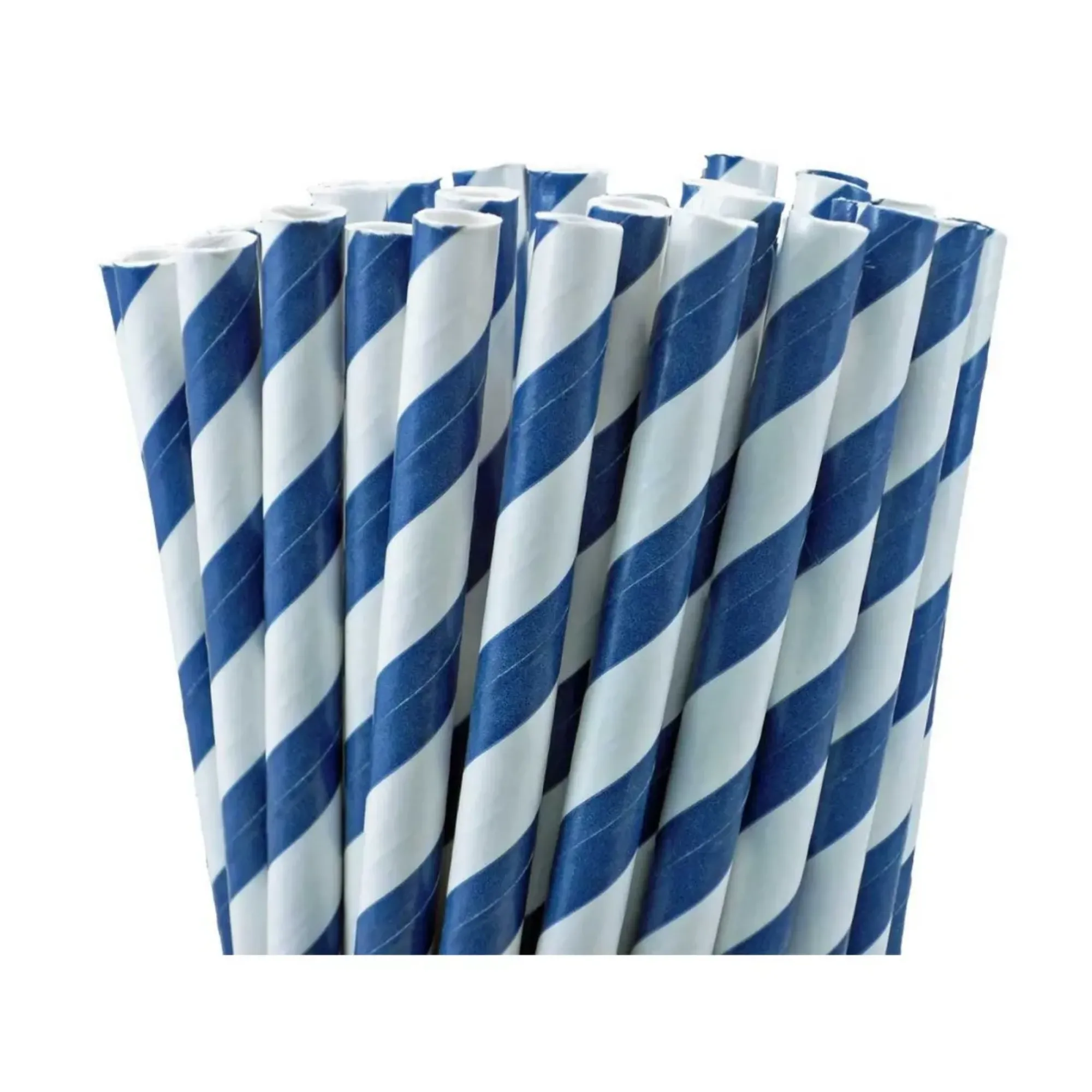Picture of Bio Straws Blue Stripe Paper 8'' X 250 - 77762651