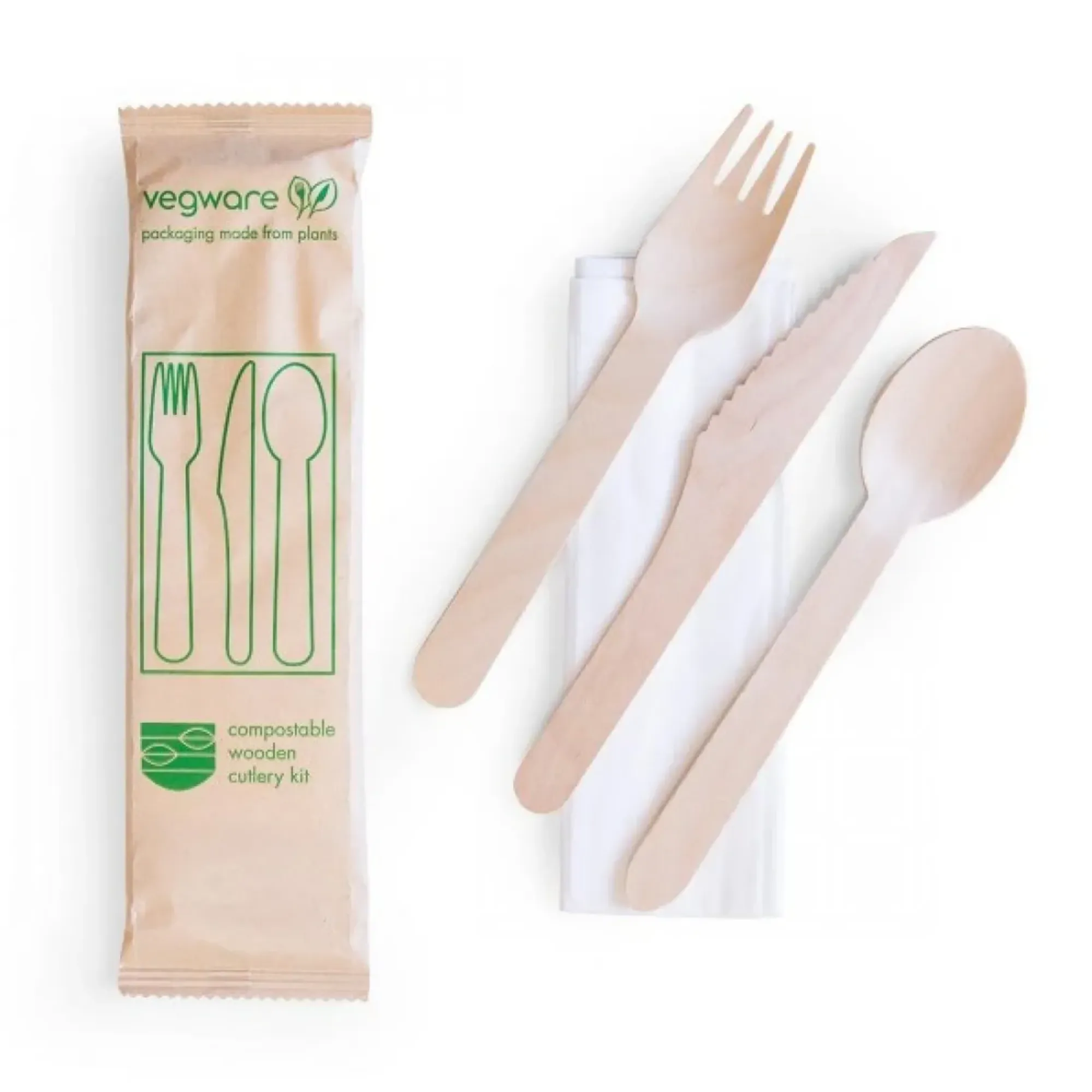 Picture of Wooden Knife, Fork, Spoon + Napkin X 250 - 05272076