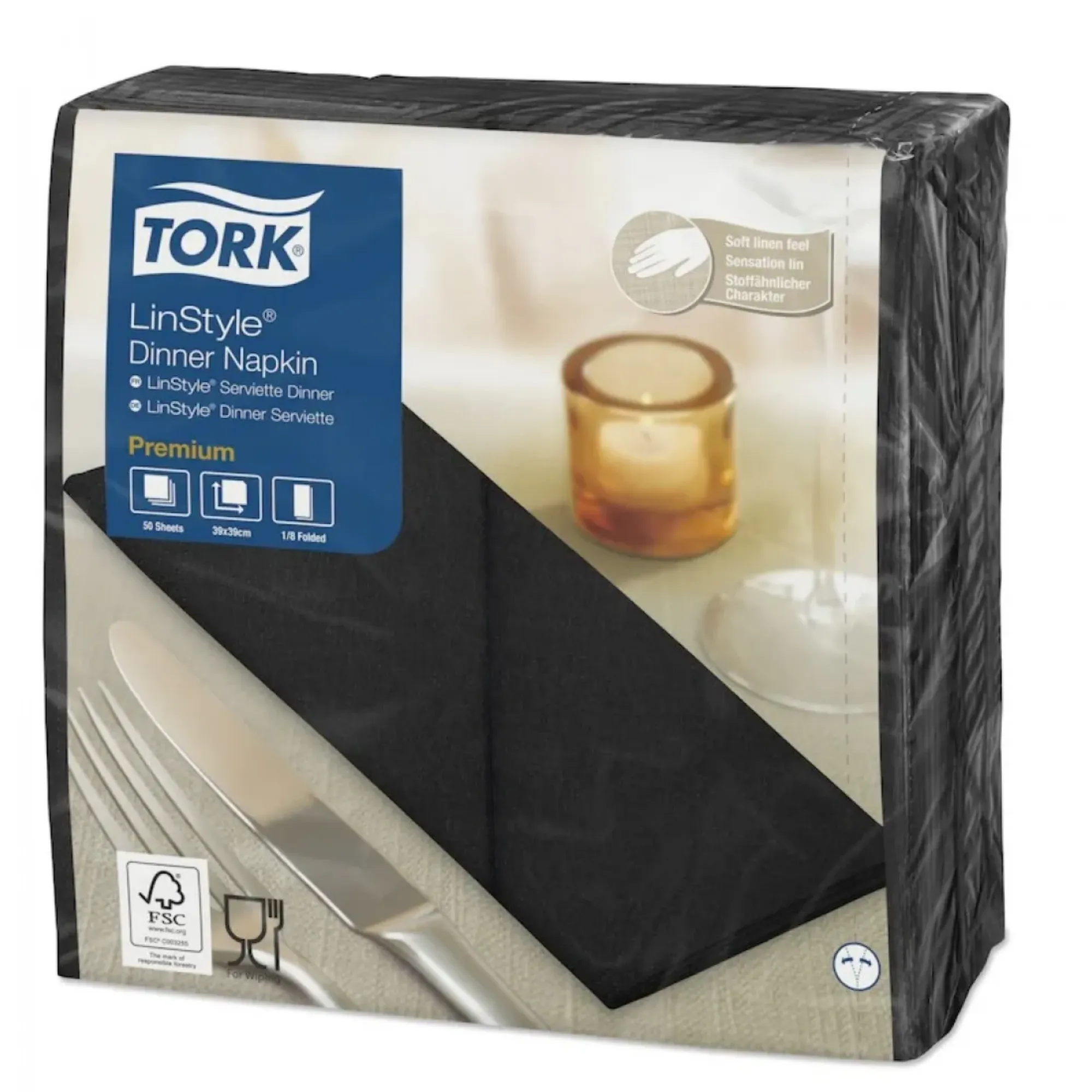 Picture of Tork Linstyle Black 8 Fold Napkin X 600 - 05961496
