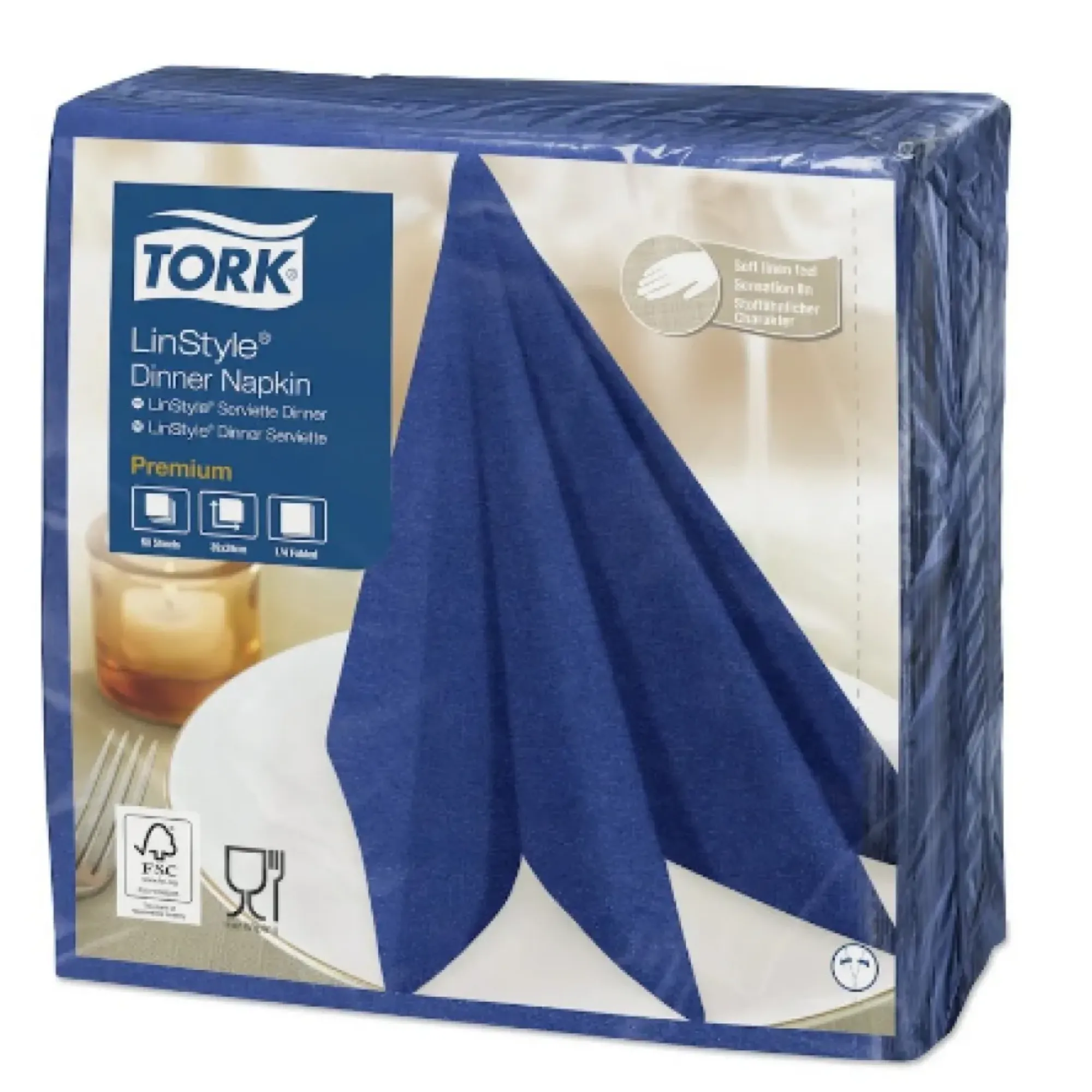 Picture of Tork Linstyle Midnight Blue 4 Fold Dinner Napkin X 600 - 05960926