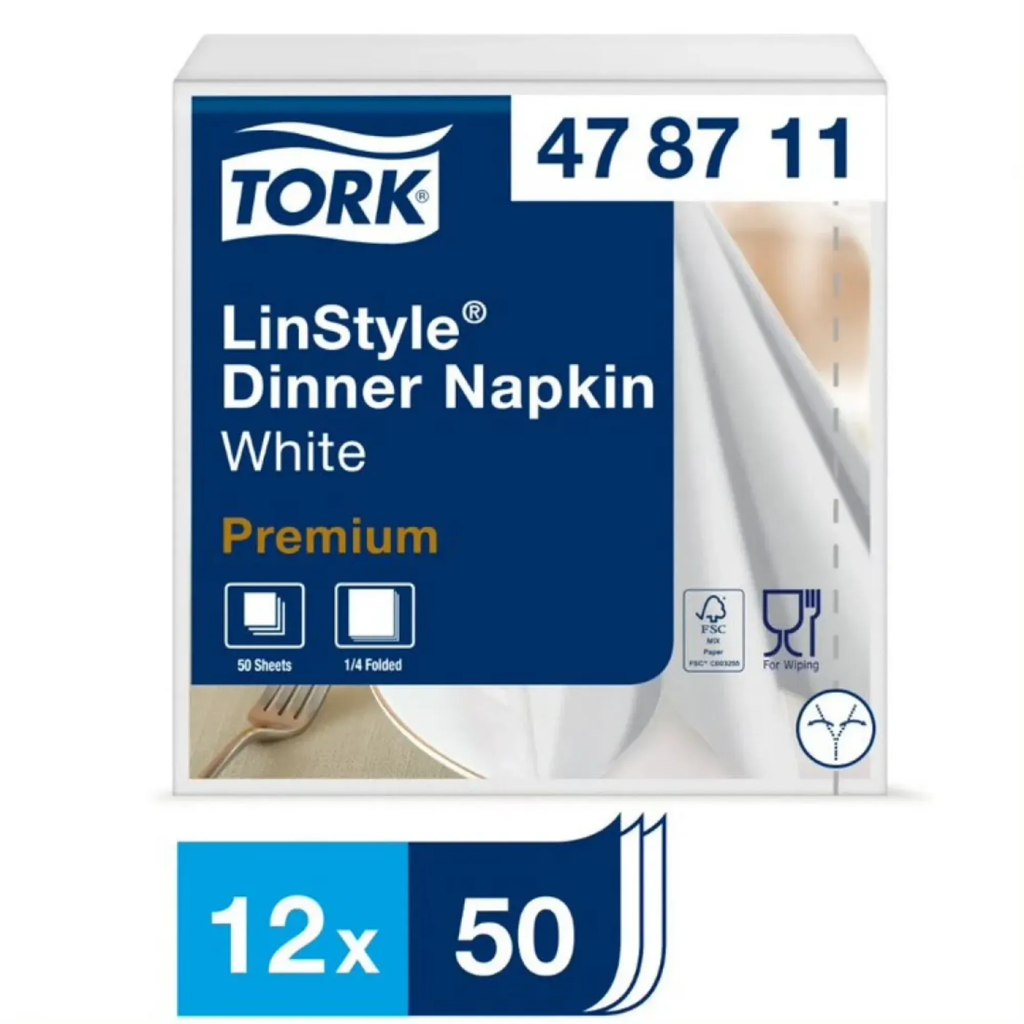 Picture of Tork Linstyle Napkin White 4 Fold X 600 - 05914360
