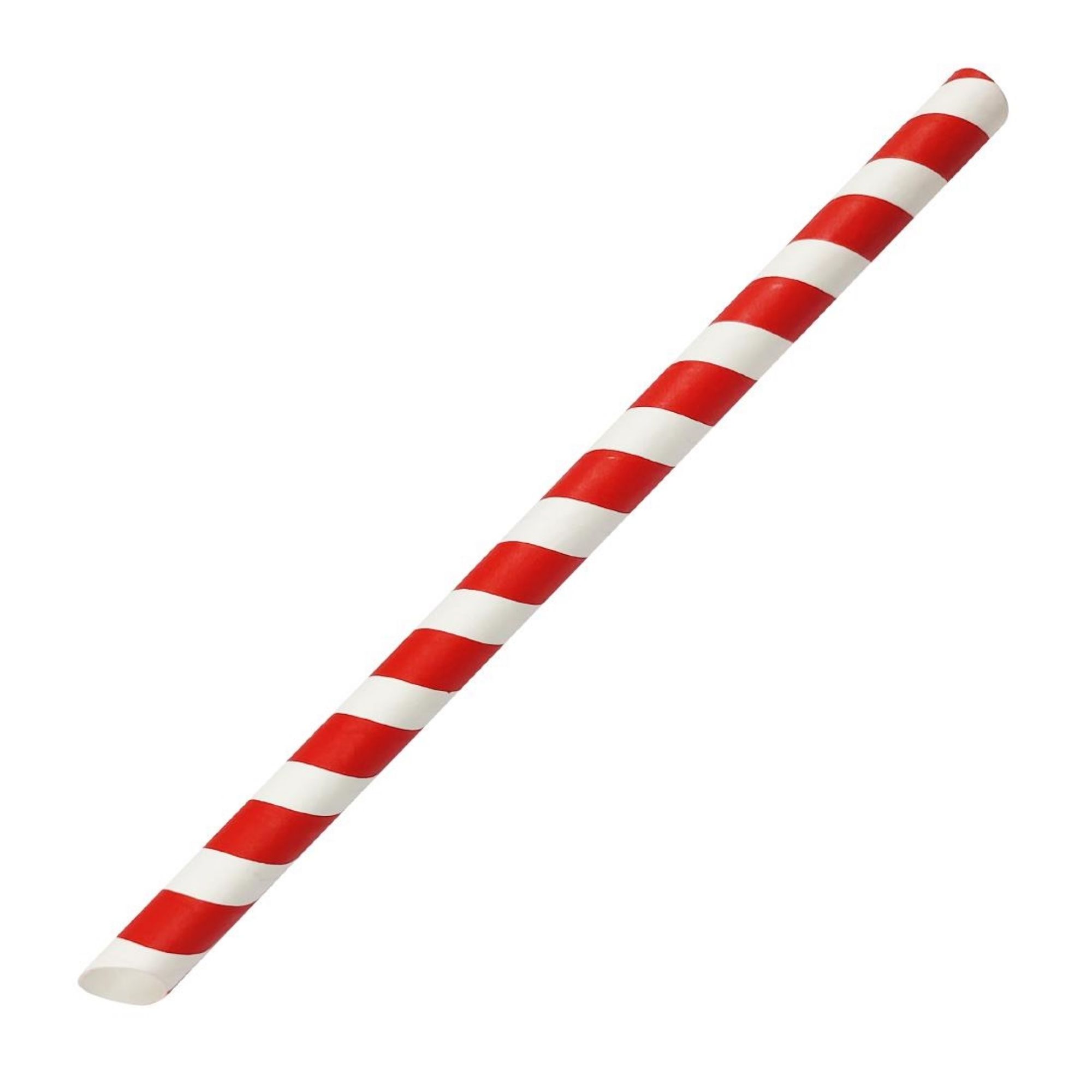Picture of Fiesta Compostable Bubble Tea Straw Red & White 12x210mm (150 Pack) - HU368