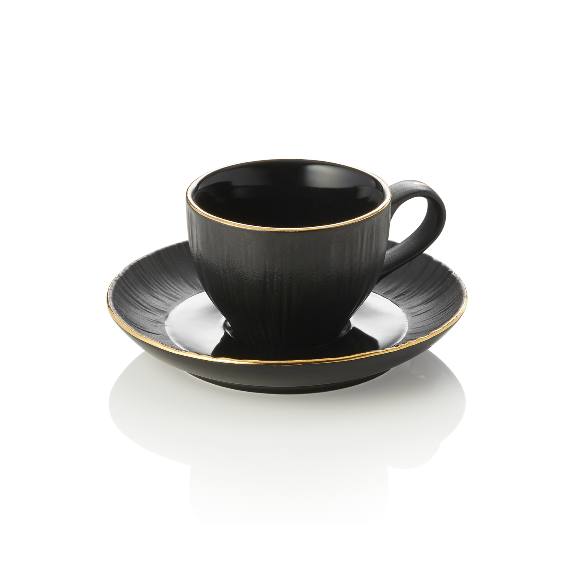 Picture of Maya Kuro Espresso Cup and Saucer Set, 80 ml, Black, Pack of 4 - 4851708