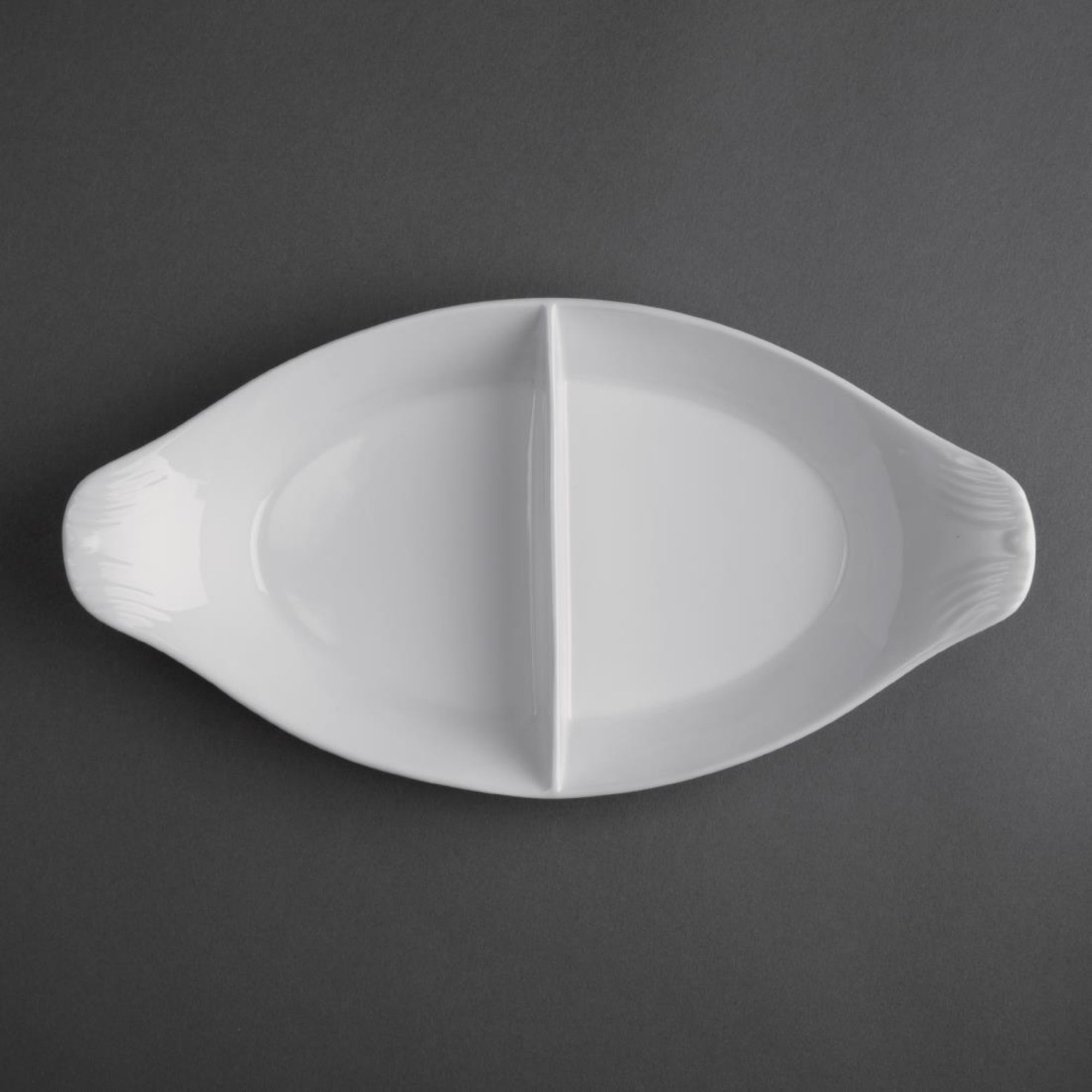Picture of Olympia Whiteware Divided Oval Eared Dishes 295x155mm (6 pack) - Y100