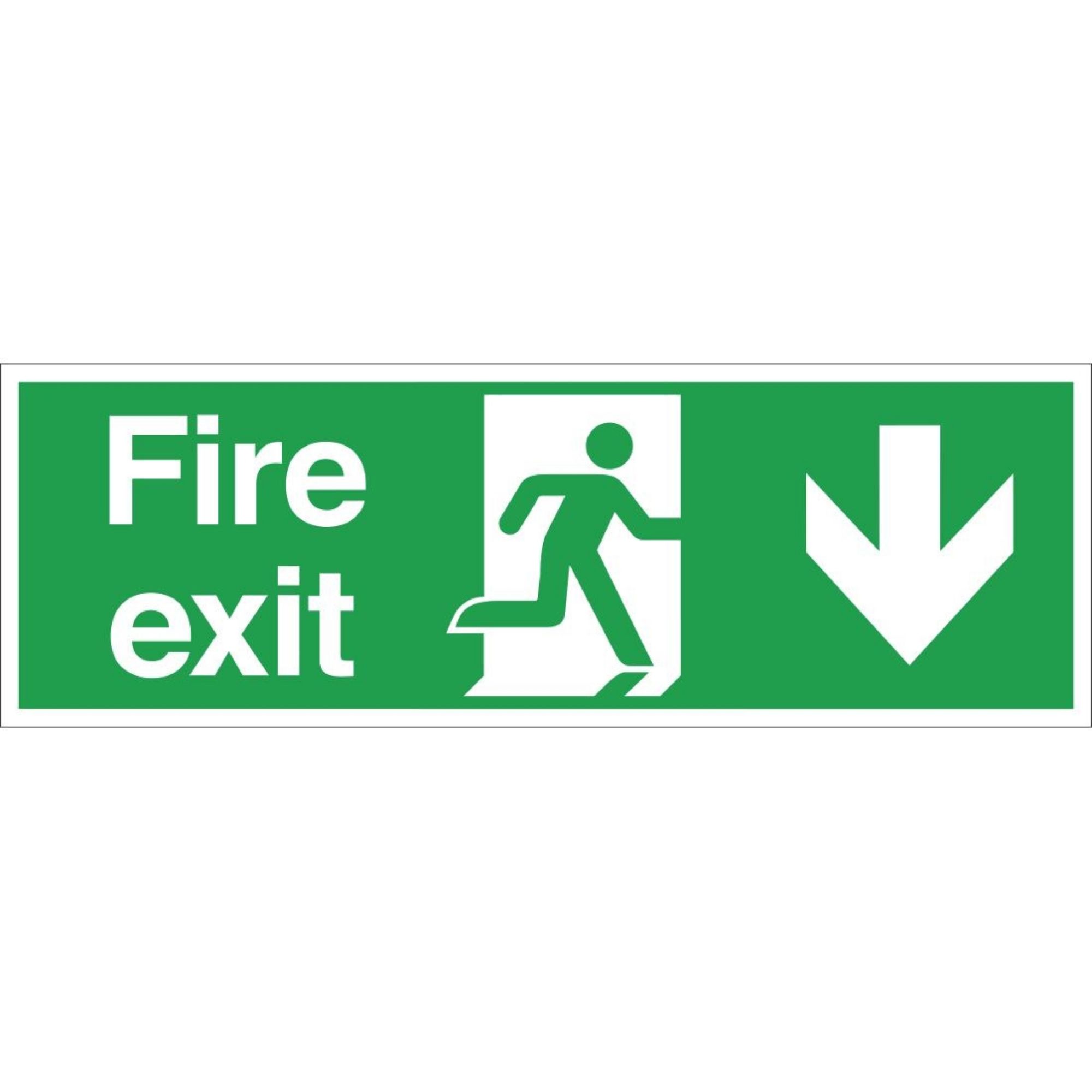 Picture of Fire Exit Sign Arrow Down - W300