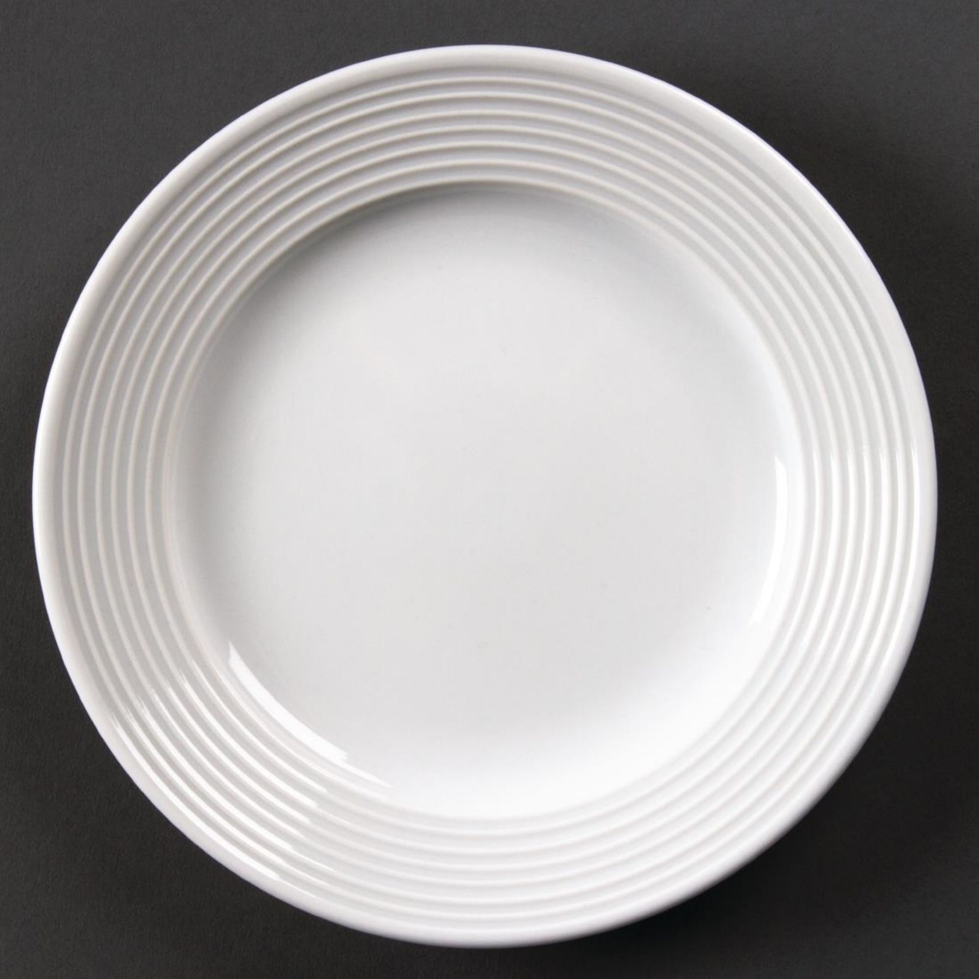 Picture of Olympia Linear Wide Rimmed Plates White 165mm (12 pack) - U089