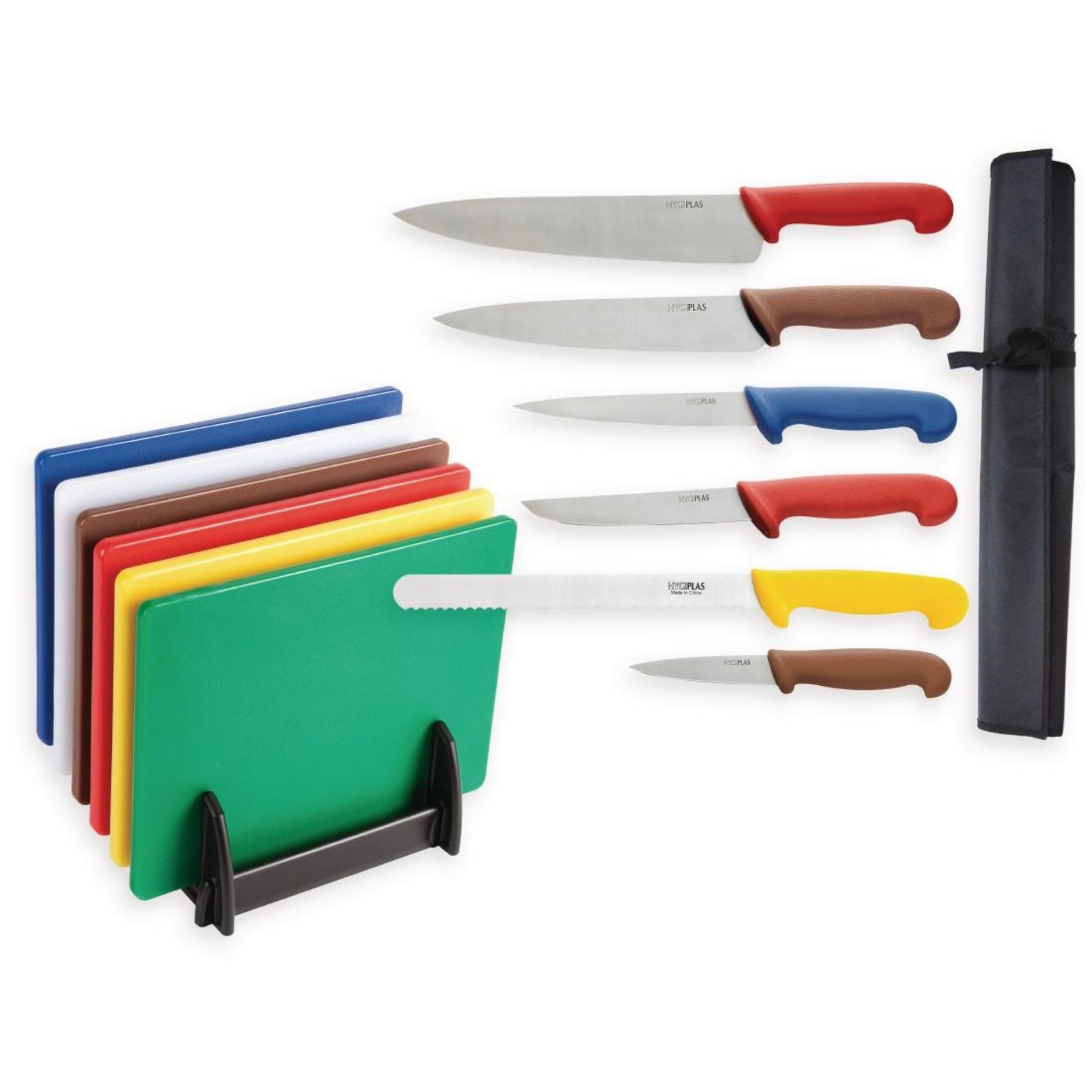 Picture of Special Offer Hygiplas Low Density Chopping Boards and Knife Set (6 Boards Pack) - S122