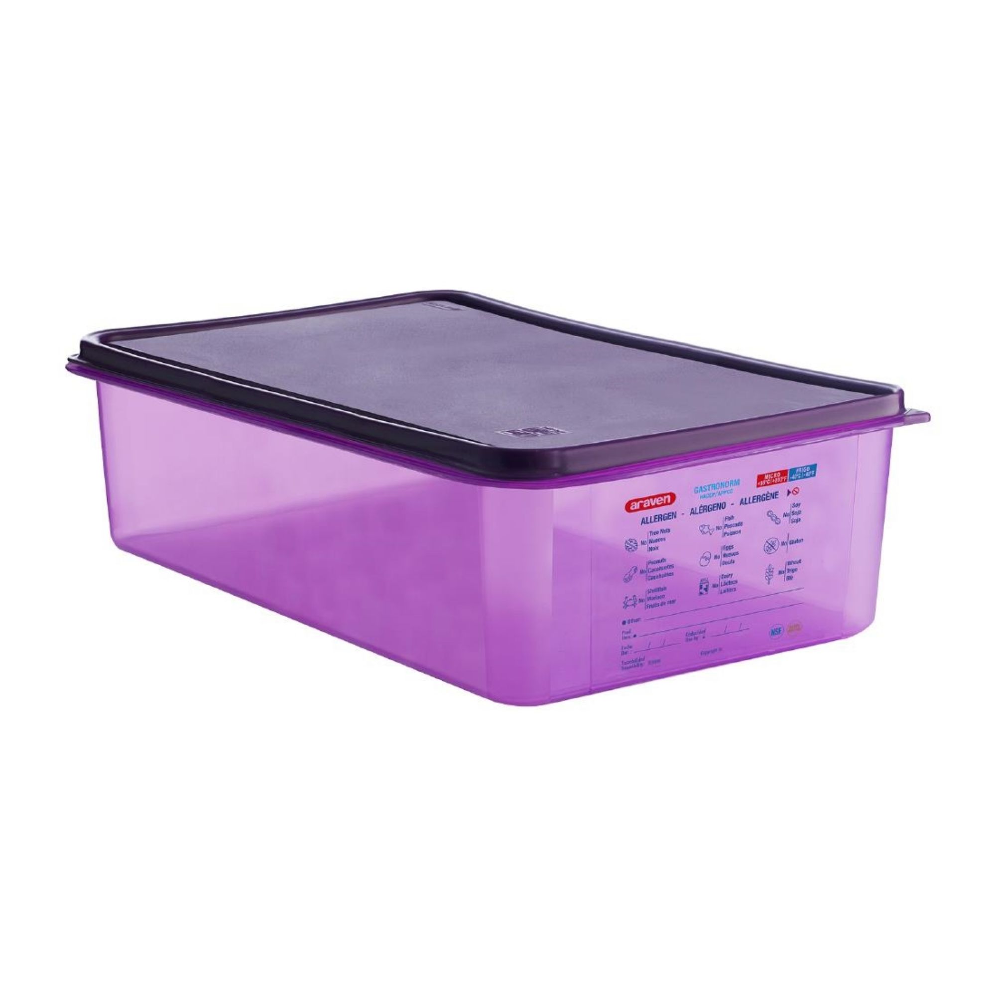 Picture of Araven Allergen Polypropylene 1/1 Gastronorm Food Container Purple 20Ltr - HW099