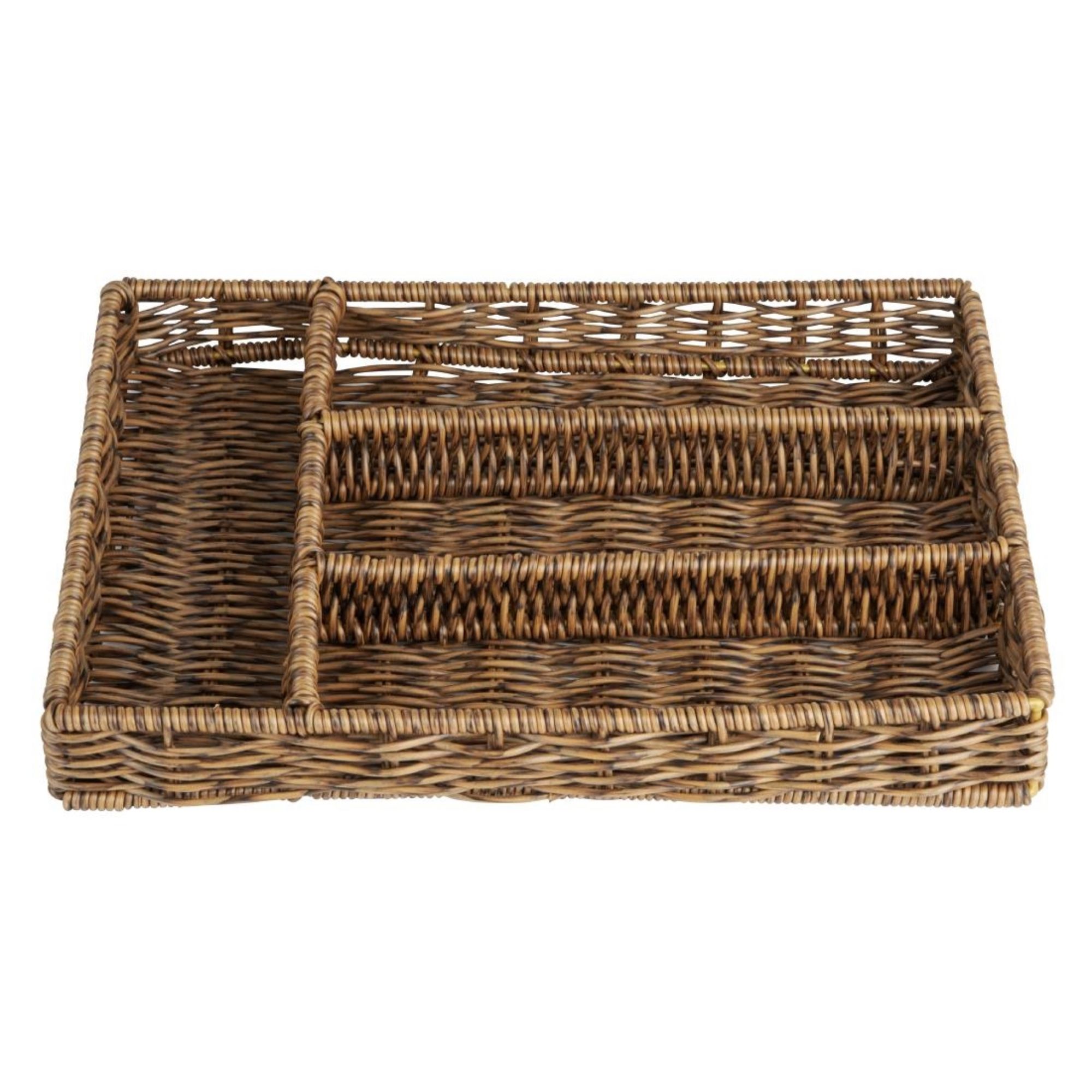 Picture of Olympia Polywicker Cutlery Organiser Dark Brown 340x250mm - JA357