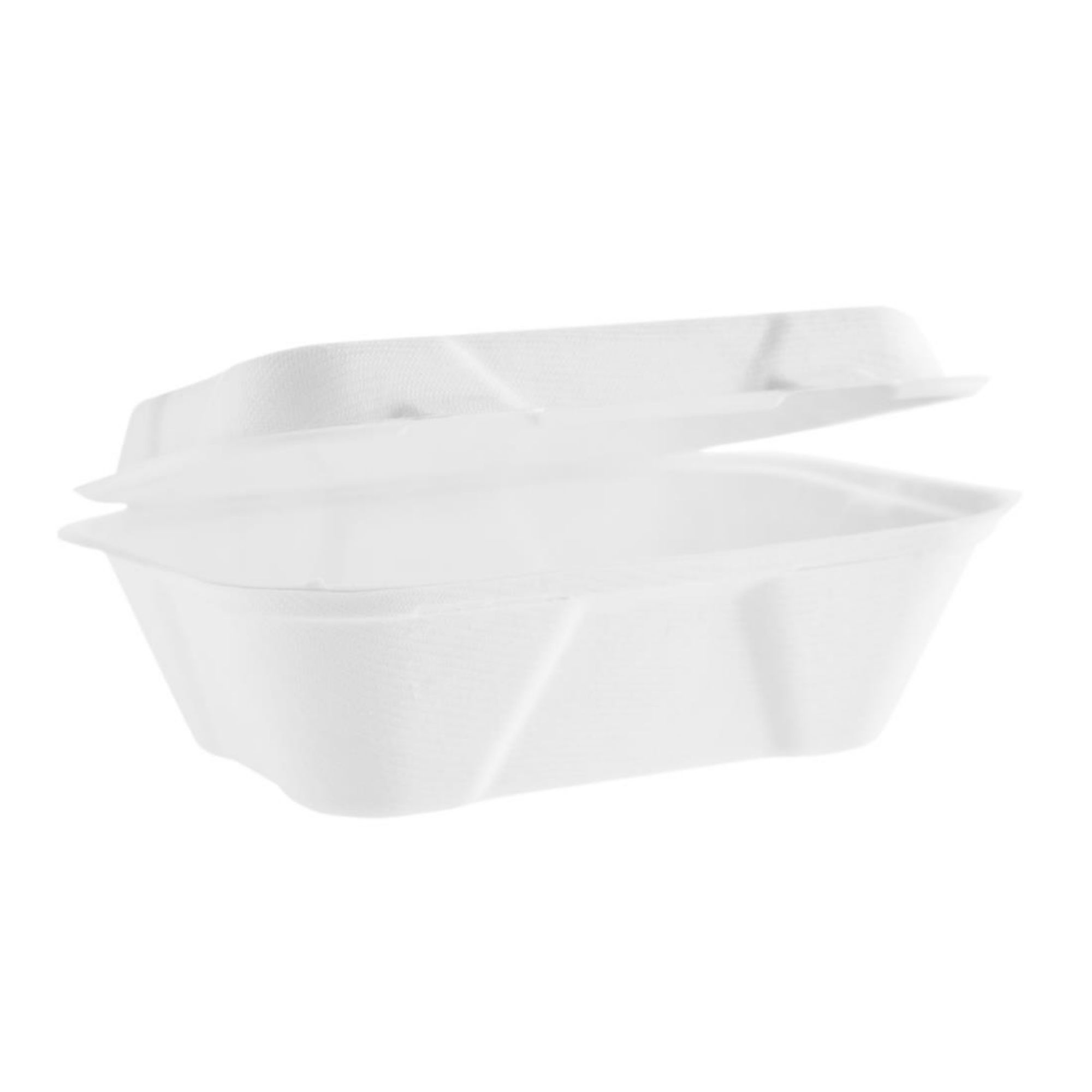 Picture of Vegware Compostable Bagasse Clamshell Hinged Meal Boxes 7"x 5" (500 Pack) - HZ937
