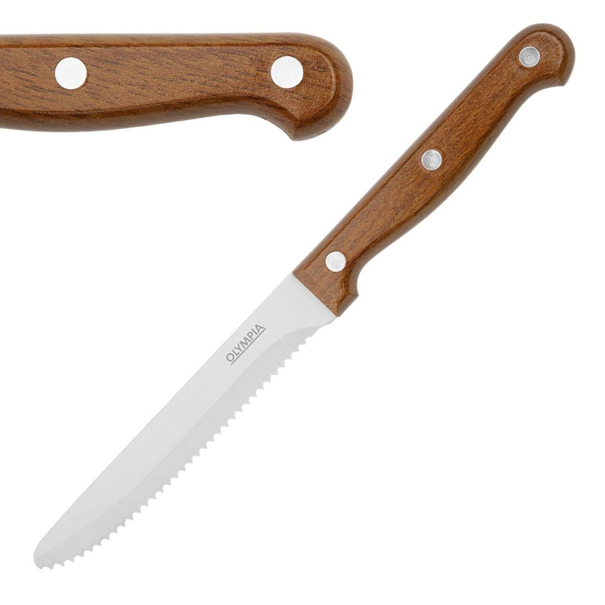 Picture of Olympia Rounded Steak Knives with PP Wood Effect Handles (12 Pack) - HZ972