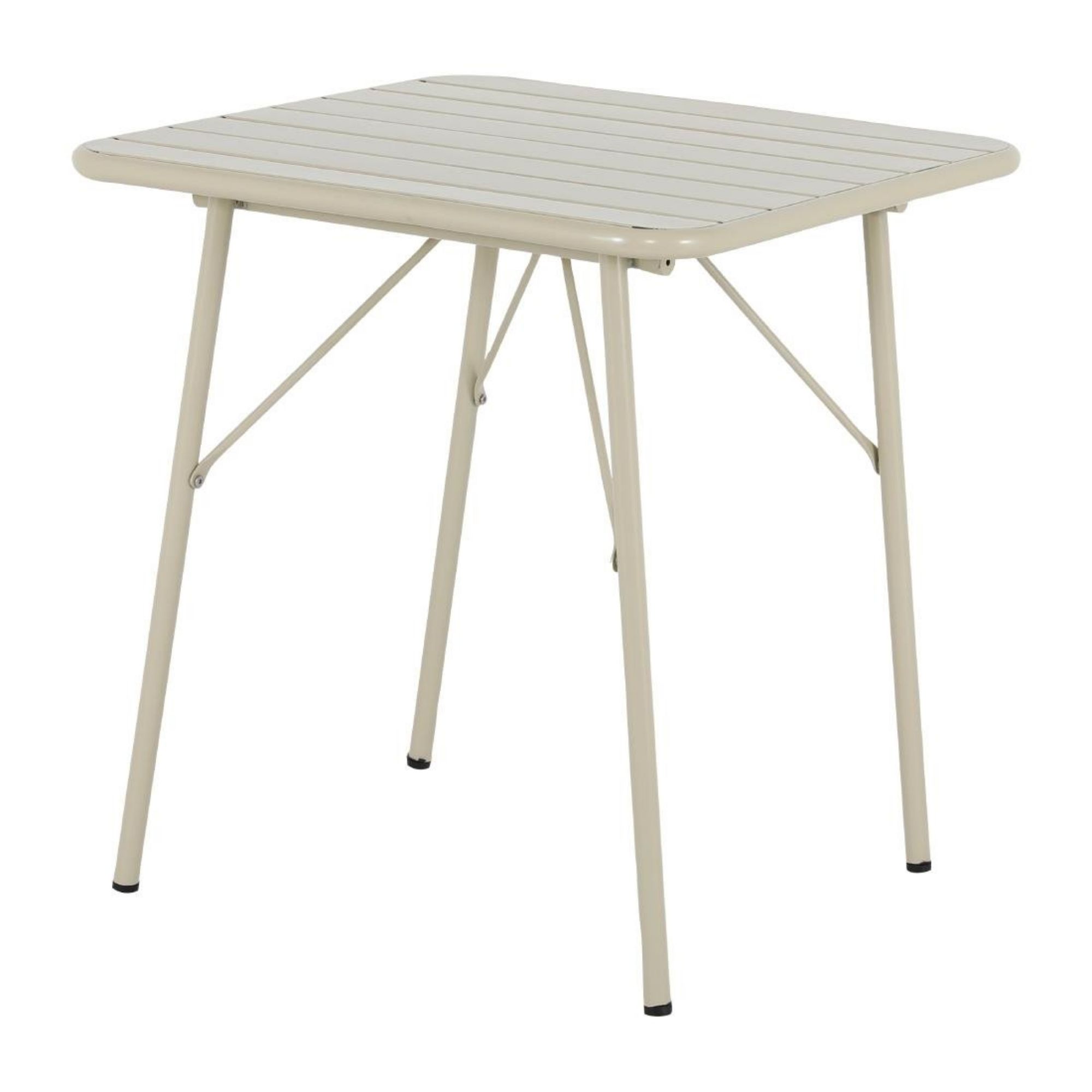 Picture of Bolero Amalfi Square Slatted Steel Folding Table Taupe 700mm - HZ821