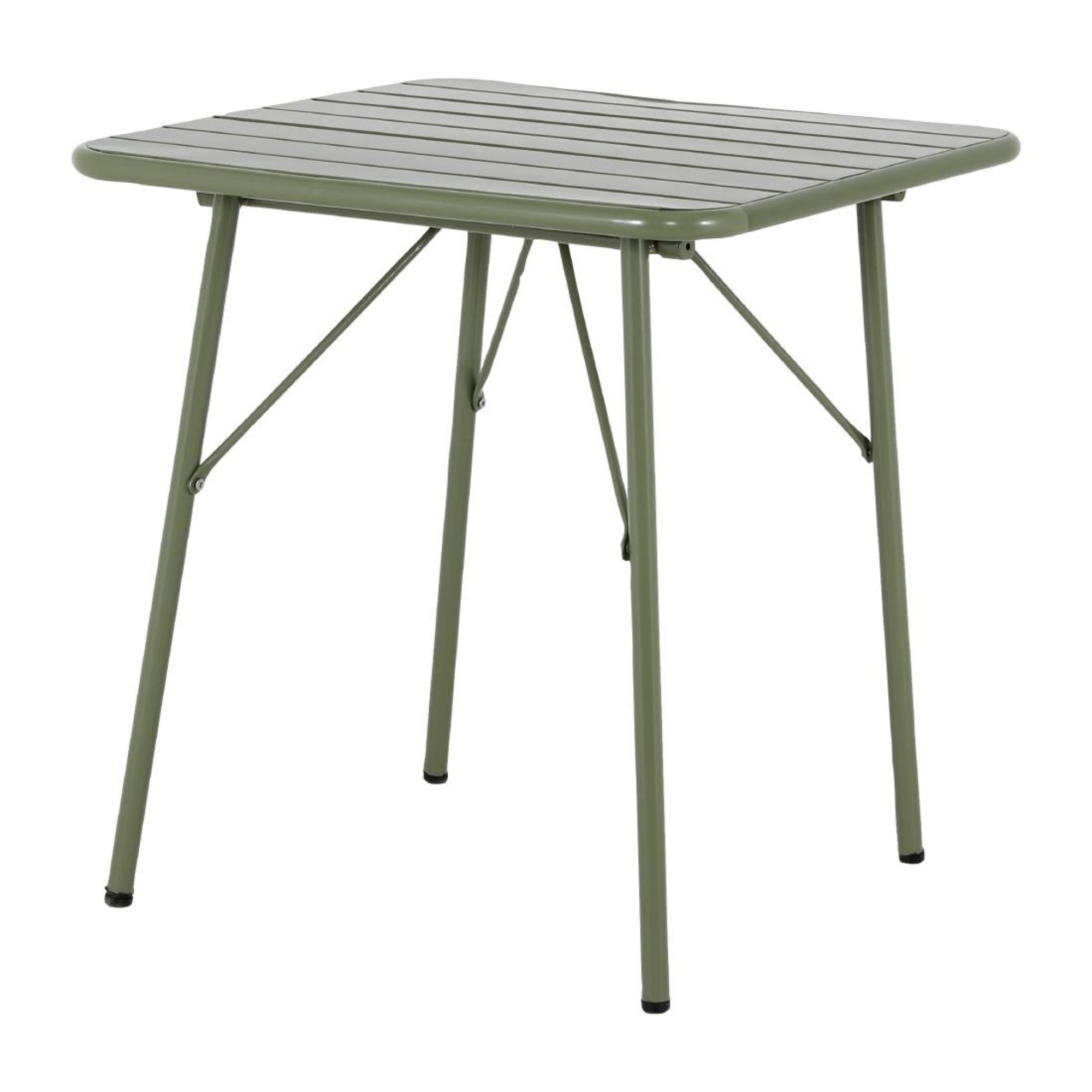 Picture of Bolero Amalfi Square Slatted Steel Folding Table Olive Green 700mm - HZ820