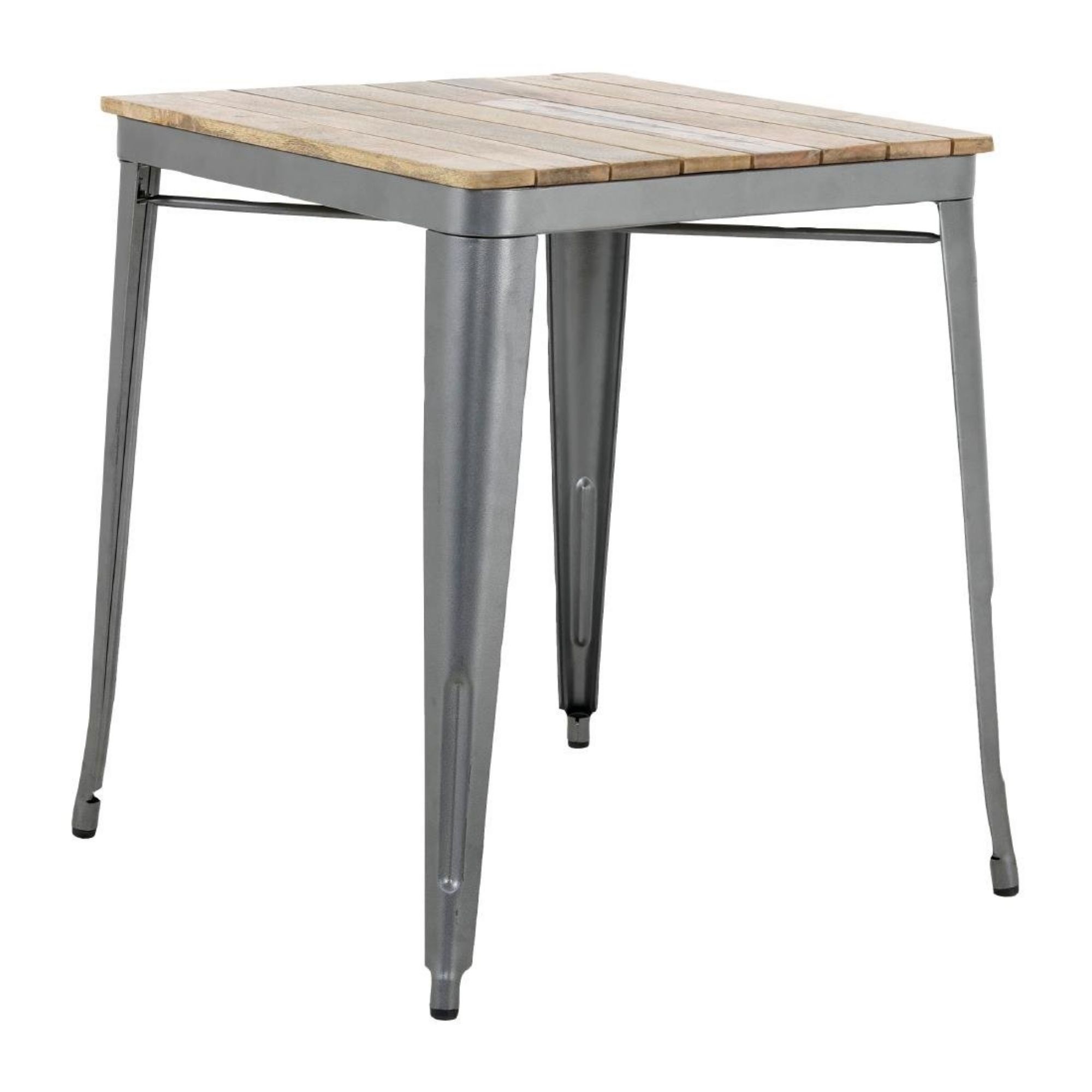 Picture of Bolero Bistro Dining Table Slatted Mango Wood Top Gunmetal Frame 650mm - HZ813