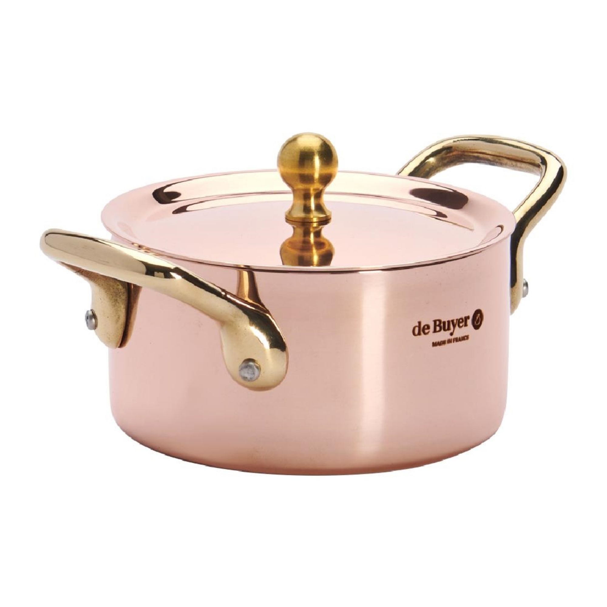 Picture of De Buyer Inocuivre Mini Saucepan with Brass Handles 10cm - HZ627